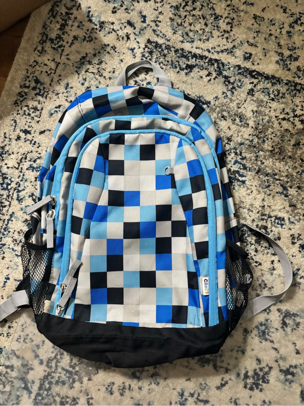 Blue Checkerboard Men's Backpack - Casual Daypack